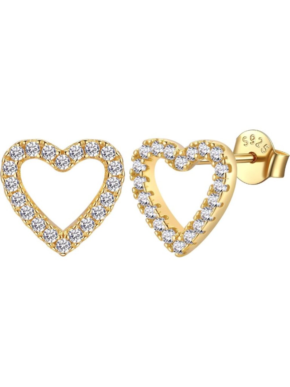 Chic Hollow Heart Stud Earrings for Women | Sparkling Cubic Zirconia Jewelry